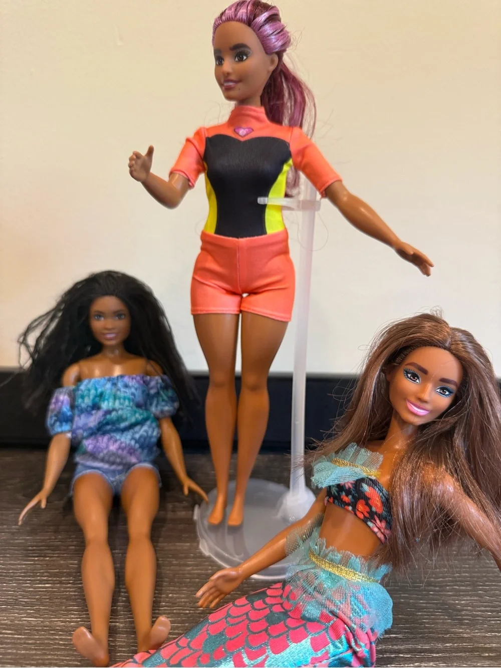 Barbie 3 dolls mermaid swimsuit & beach attire model 2020 & 2016